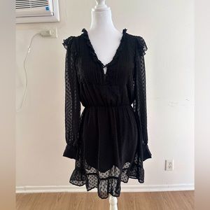 Zara Swiss Dot Black Mini Dress S